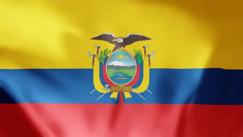 Ecuador flag is waving 3D animation. Flag seamless loop animation 4k Stock Footage 258878558