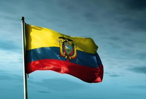 Ecuador flag waving in the evening Stock Illustration