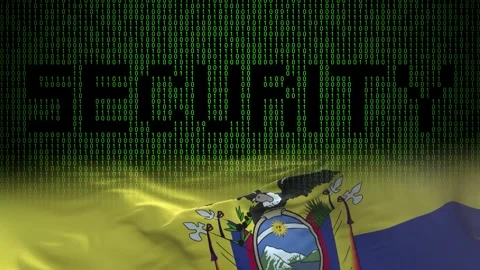 Ecuador flag - Waving flag on matrix binary code background Stock Footage 321422248