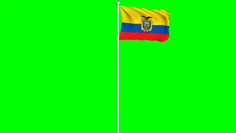 Ecuador Flag Waving Fluttering on Wind Loopable Green Blue Screen Matte Stock-Footage 77581395