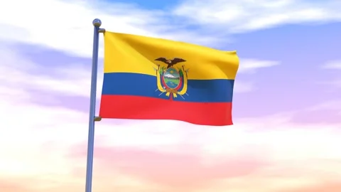 Ecuador Flag waving in the high wind Video stock 153870015