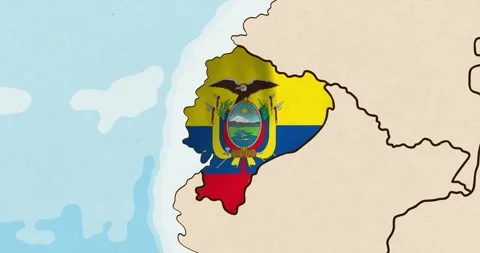 The ecuador flag waving inside the country on a world map Stock Footage 339033199