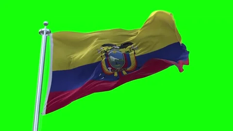 Ecuador Flag Waving in Loopable and Textured green screen background Stock Footage 296876628