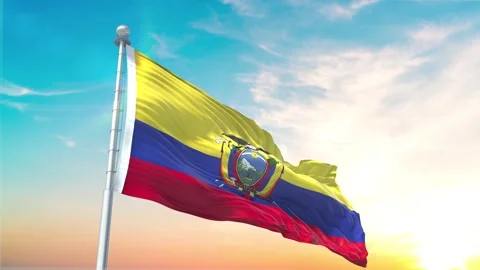 Ecuador flag Waving Realistic With Sky Stock Footage 296476224