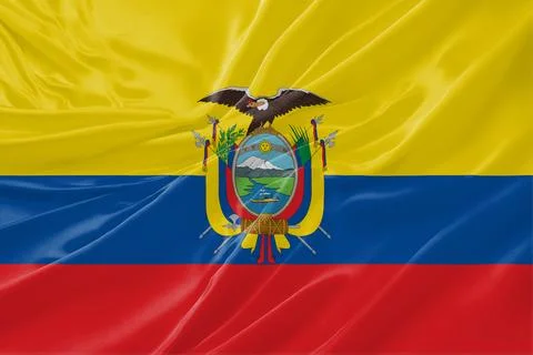 Ecuador Flag Waving Textures Silk Background Stock Illustration