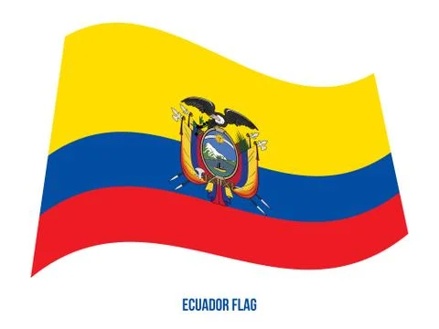 Ecuador Flag Waving Vector Illustration on White Background. Stock Illustration