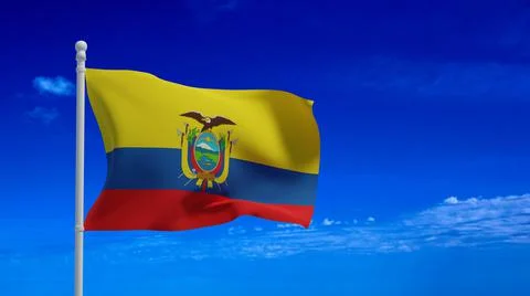 Ecuador flag, waving in the wind - 3d rendering 스톡 일러스트