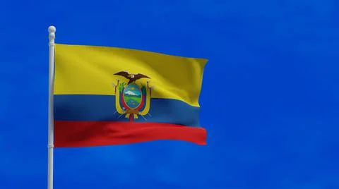 Ecuador flag, waving in the wind - 3d rendering Stockillustratie