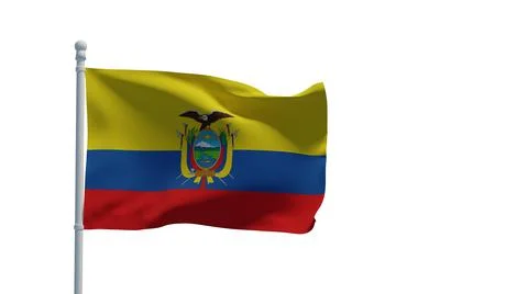 Ecuador flag, waving in the wind - 3d rendering. Illustration, isolated on wh 스톡 일러스트