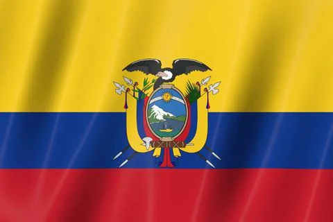 Ecuador flag,3d flag, flag, 3d render,8k Stock Illustration