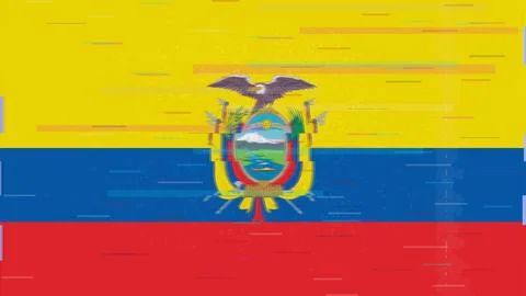 Ecuador Glitch Flag Vector - RGB Split Digital Video Frame Design Illustrazione stock