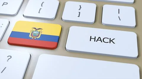 Ecuador Hack of Country or Hacker Attack 3D Illustration. Country National Flag Stock Illustration
