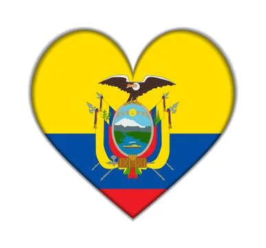 Ecuador heart flag vector イラスト素材