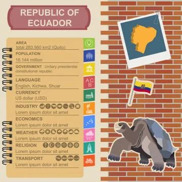 Ecuador infographics, statistical data, sights Stock Illustration