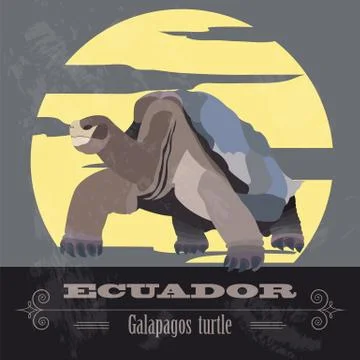 Ecuador landmarks. Retro styled image Stock Illustration