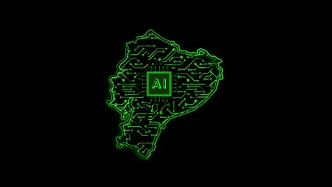 Ecuador Map AI Chipset Technology Opener Stock Footage 337055258
