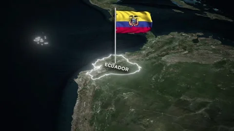 Ecuador Map Animation, 3D Waving of National Flag, Glowing Border on World Map 库存影片 333852464