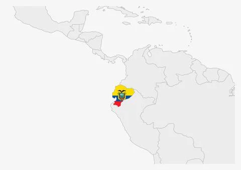 Ecuador map highlighted in Ecuador flag colors Stock Illustration