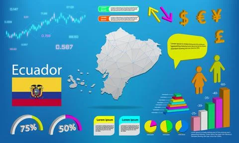 Ecuador map info graphics - charts, symbols, elements and icons collection. D Stock Illustration