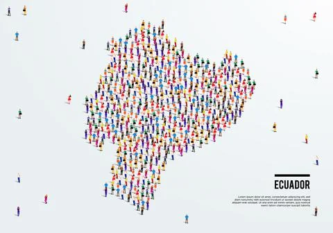 Ecuador Map. Large group of people form to create a shape of Ecuador Map. Illustrazione stock
