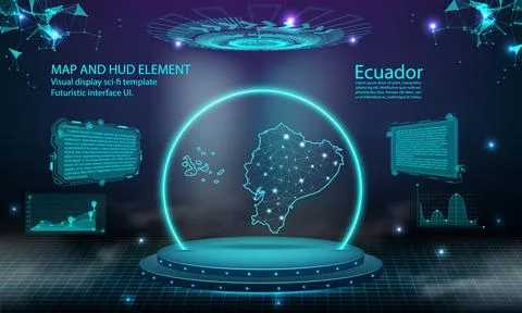 Ecuador map light connecting effect background. abstract digital technology.. Stock Illustration