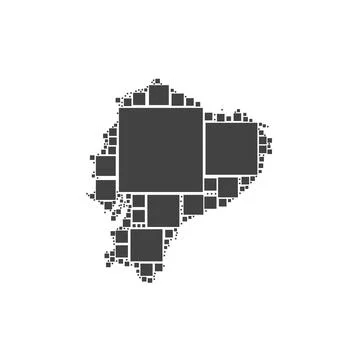 Ecuador map made of squares. Geometric map of Ecuador designed with golden .. Stock Illustration