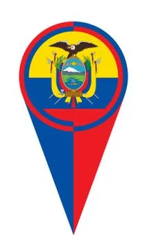 Ecuador Map Pointer Location Flag Stock Illustration