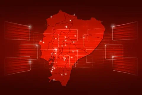 Ecuador map world map news communication red Illustrazione stock