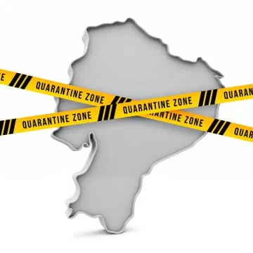Ecuador map with yellow quarantine warning security tape. 3D Render イラスト素材