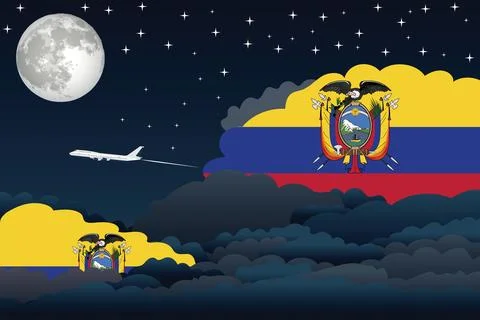 Ecuador Night Clouds Airplane Vector Illustration Stock Illustration