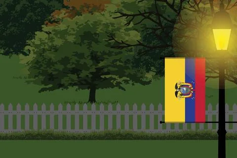 Ecuador Night Trees Lamp Vector Illustration Stock Illustration