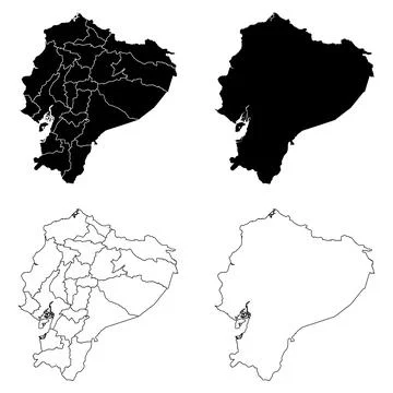 Ecuador Outline and Solid Fill Map Set. 스톡 일러스트