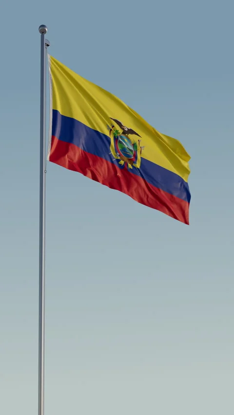 Ecuador Quito Flag Seamless Loop Cinematic Realistic Waving Blue Sky Stock Footage 318408350