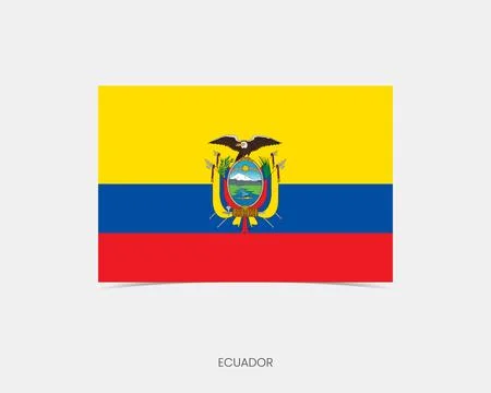Ecuador Rectangle flag icon with shadow. Illustrazione stock