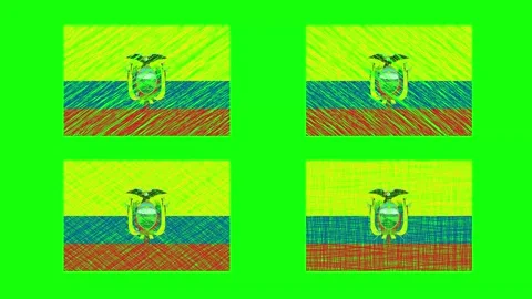 Ecuador Scribble Animation on Green Screen Background. Looping seamless ani.. Stock Footage 228141842