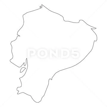 Ecuador - solid black outline border map of country area. Simple flat ...