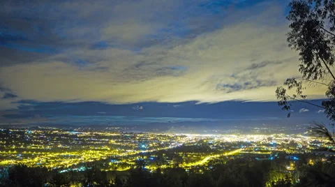 Ecuador. View on Cuenca in night. 4k time lapse. Panaramic Stock Footage 63811083