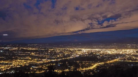 Ecuador. View on Cuenca in night. 4k time lapse. Panaramic Stock Footage 64081545