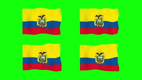 Ecuador Waving Flag 2D Animation on Green Screen Background. Looping seamle.. Stock Footage 228064605
