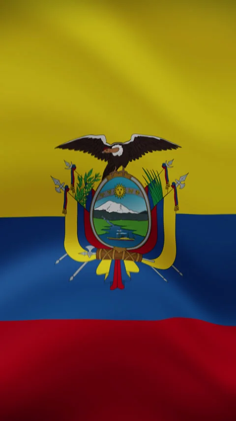 Ecuador Waving Flag in Vertical Orientation – Realistic Loop Animation Stock Footage 294949852
