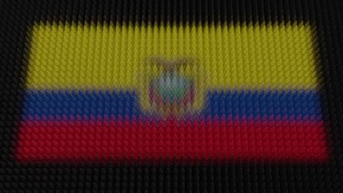Ecuadorian Flag Light Shining on Scrolling Bullets Stock Footage 302760921