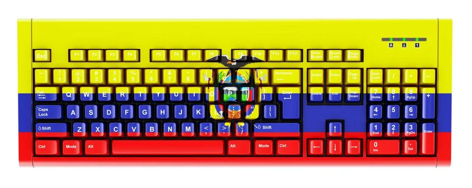 Ecuadorian flag painted on computer keyboard. 3D rendering 스톡 일러스트