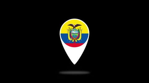Ecuadorian flag pin bouncing on black background Stock Footage 313500622