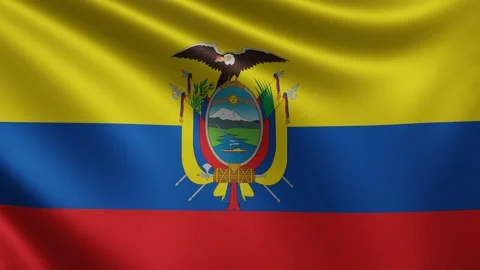 Ecuadorian flag in the wind closeup, the national flag of Ecuador flutters in 3d Stock Footage 219552402