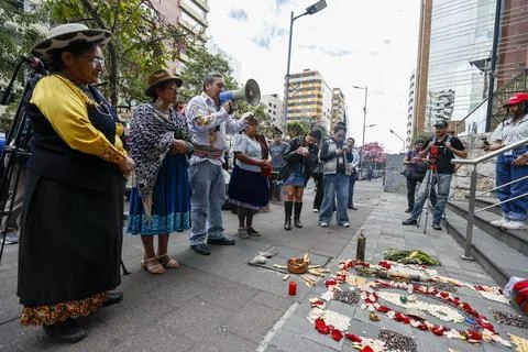Ecuadorian groups protest mining law and Canada trade deal over water concerns,  Stock Photos
