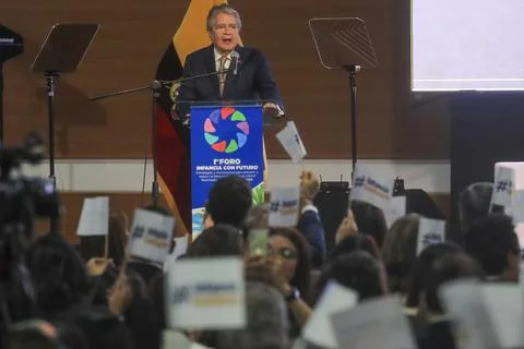 Ecuadorian President Lasso speaks at the 'Infancia con Futuro' in Quito, Ecuador Stock Photos