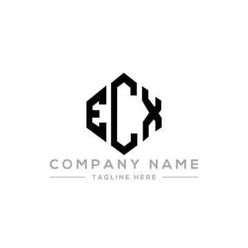 ECX letter logo design with polygon shape. ECX polygon and cube shape logo .. Stock Illustration