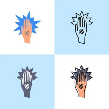 Eczema hand icon set in flat and line style Stock Illustration