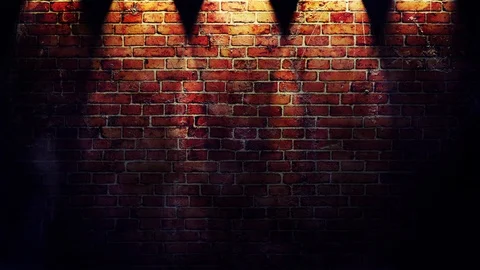 Ed brick wall with spotlights Stock Footage 93975866