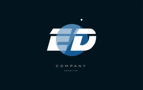 Ed e d  blue white circle big font alphabet company letter logo Stock-Illustration